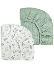 Mini Crib Sheets 2 Pack, Soft Muslin Bedding for Baby 24 x 38 - Neutral Design