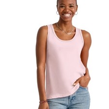 New Hanes Womens Small Essentials Solid Pale Pink 100 US Grown Cotton Tank Top
