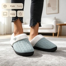 Non-Slip Cozy House Shoes Women's Plush Fleece-Lined Warm Indoor Cotton Slippers