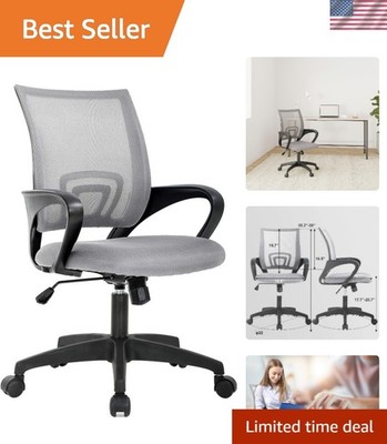 Elegant Grey Ergonomic Office Chair with Breathable Mesh & Lumbar Support
