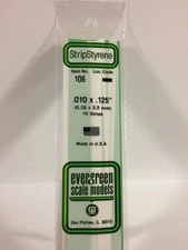 Evergreen Scale Models Strip Styrene .010 x .125 (10 pcs) #106