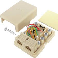 Jack Surface Mount Dual Port for 2 Line Telephone Jack Box 8 Screw Terminals ...