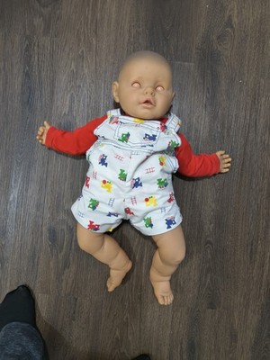 Vintage Berjusa Big Baby Realistic Eyes Open And Close Soft Cloth Torso Vinyl...