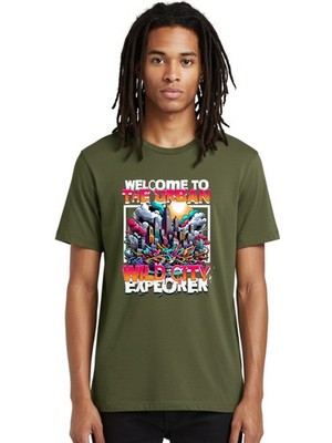 Welcome-To-The-Urban-Wild-City Mens Graphic Tee,100% Cotton,Casual Summer Wear