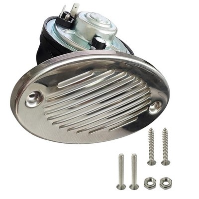5190512 12V Marine Boat Horn 316 Stainless Steel Flush Mount 125dB Screws