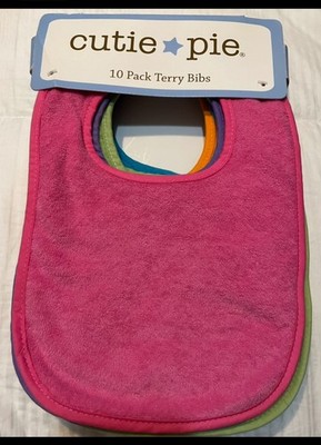 NEW Cutie Pie 10 Pack Terry Colorful Bibs 