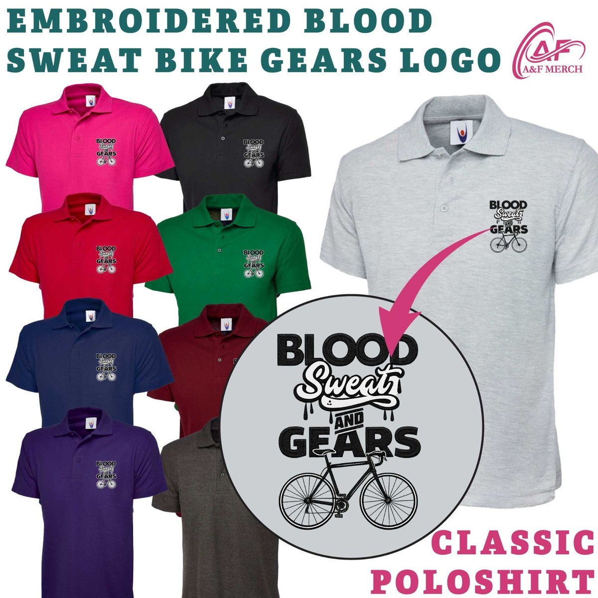 Sudadera Gears Bordado Camiseta Polo Ciclismo Motociclista Gift