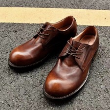 Men's Round Toe Business Cowhide Round Toe Lace Up British Casual Leather Shoes