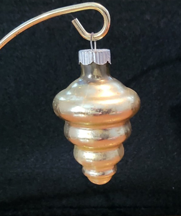 Vintage Shiny Brite Ornament Gold Tornado ~ Christmas MCM Glass