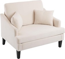 41'' Oversized Accent Chair with 2 Pillows, Beige | Wide Seat Comfy Armchair,