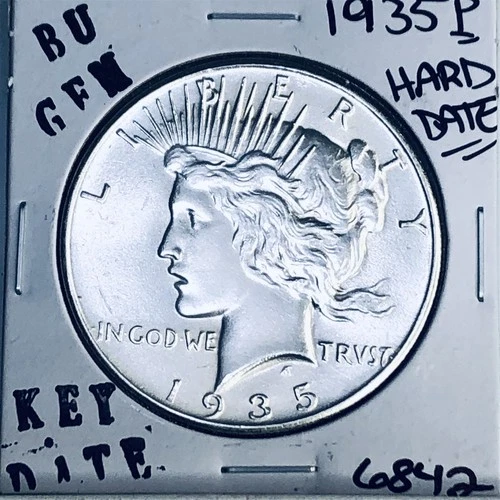 1935 P BU GEM PEACE SILVER DOLLAR UNC MS+++ U.S. MINT RARE KEY COIN 6842