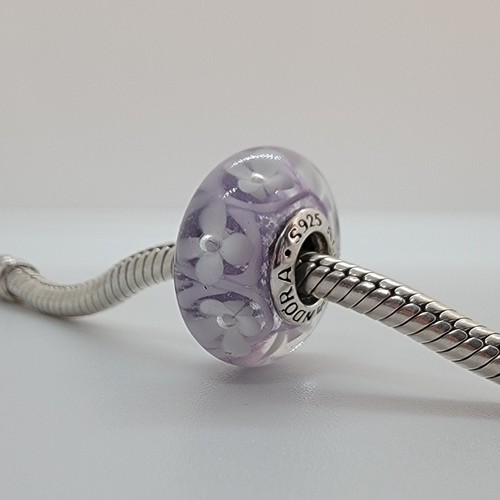 Pandora Purple Field Of Flowers Murano Glass Charm