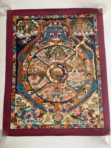 Traditional Mandala Thanka Painting Wheel of Life BhavaChakra by Artist SOM LAMA
