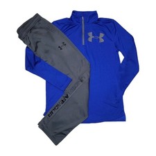 Under Armour Youth XL Gray Joggers  Blue Quarter Zip Long Sleeve Shirt Outfit