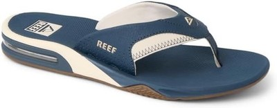 Man Reef Fanning High Arch Support Flip Flop Sandal CJ9043 Navy/Oat Brand New