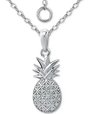 Giani Bernini Sterling Silver CZ Pineapple Pendant Necklace 18" NWT $80 MSRP