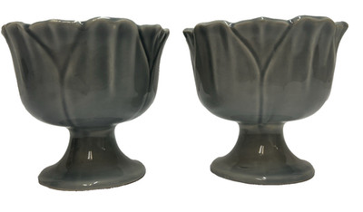Williams Sonoma Set 0f 2 Footed Ice Cream Sundae Dessert Bowls From Portugal