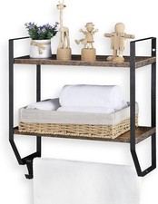Bathroom Shelf with Towel Bar Wall Mounted Towel Rack Rustic Towel Shelf for ...