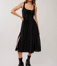 Free People Freya Heart Midi Dress Charcoal Combo