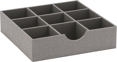 Grey 728-1 Deep 9 Section Drawer Organizer Box Storage 12 in x 3.13
