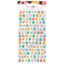 3 Pack - American Crafts April And Ivy Puffy Stickers 133/Pkg-Alpha,Gold Foil -