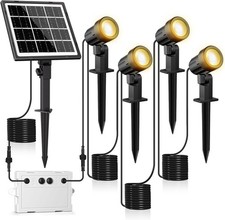 Linke Solar Spot Lights Outdoor Garden, 4 in 1 3000K Warm White LED Solar Power