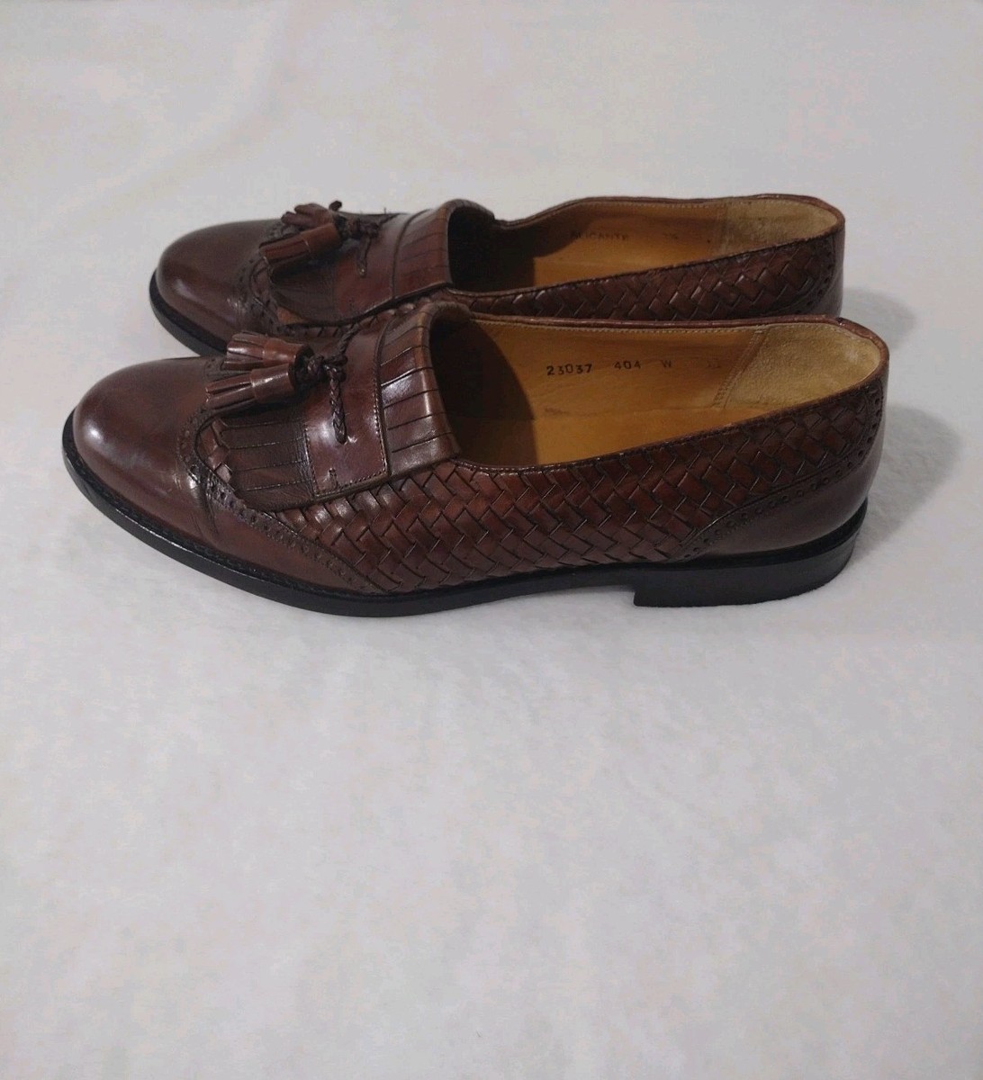 Mezlan Alicante Woven Leather Tassel Loafers Men\'s 10 M Brown Wingtip LKNU Spain Mezlan Alicante Brown Leather Kiltie Tassel Woven Loafers  main image 3