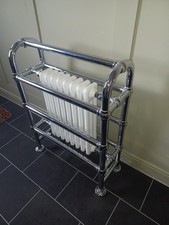 Traditional Bathroom Heated Towel Rail Column Victorian Radiator White & Chrome