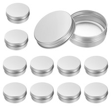 12 Pcs 2 oz Aluminum Round Tins Cans with Screw Lid, Silver