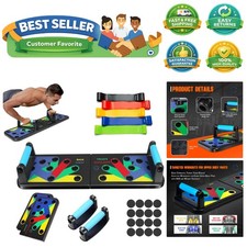 Adjustable 20-in-1 Push Up Board with Resistance Bands - Foldable for Home Fi...