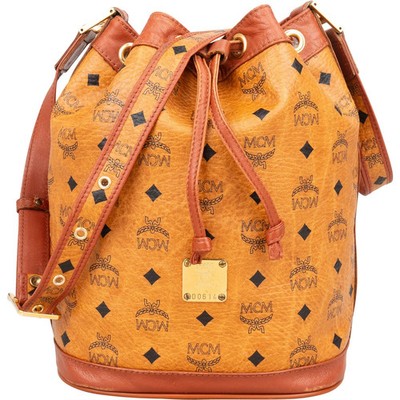 MCM Monogram Visetos Drawstring Bucket Crossbody Bag Tasche