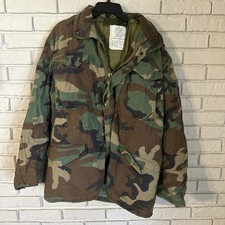 Vintage M65 Cold Weather Field Jacket Coat Liner Woodland Camo Medium Regular