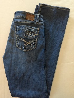 Buckle BKE Stella Bootcut Women's Size 32x35.5 Blue Denim Jeans Distressed