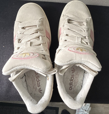 adidas Campus Unisex Damen  Sneaker EU 40  2/3 Leder Beige/Rosa Top Schnürung
