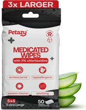 Chlorhexidine Medicated Pet Wipes XL for Dogs  Cats Antibacterial 50ct