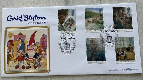 GB QEII 1997 Enid Blyton’s Centenary Benham Numbered Silk FDC London Noddy W1