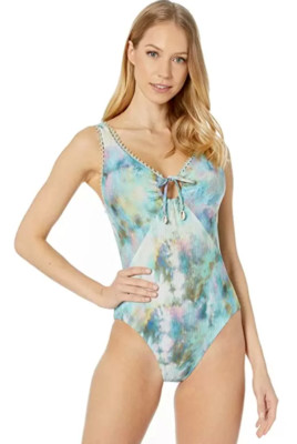 Becca by Rebecca Virtue L69926 Womens Green Crystal Lake Swimsuit Size Small