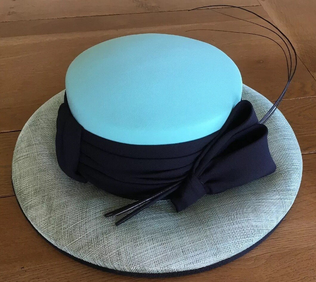 Ladies Hat Wedding Special Occasion In Turquoise/Aqua Boxed Collect In