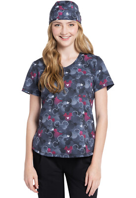 Mickey Mouse Cherokee Scrubs Tooniforms Rounded V Neck Top TF786 MKFE