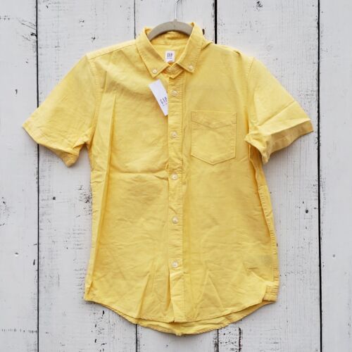 Gap Kids Boys Size L (10) Yellow Button Up Short Sleeve Polo Dress Shirt NEW