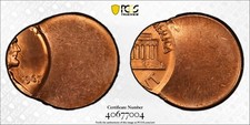 ER025 Rare High grade 1967 Lincoln Penny PCGS MS65RD Mint Error
