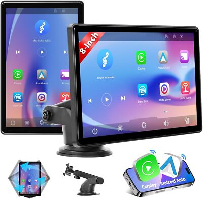 Neu 8'' Zoll Tragbarer Apple CarPlay und Android Auto Wireless Display Autoradio