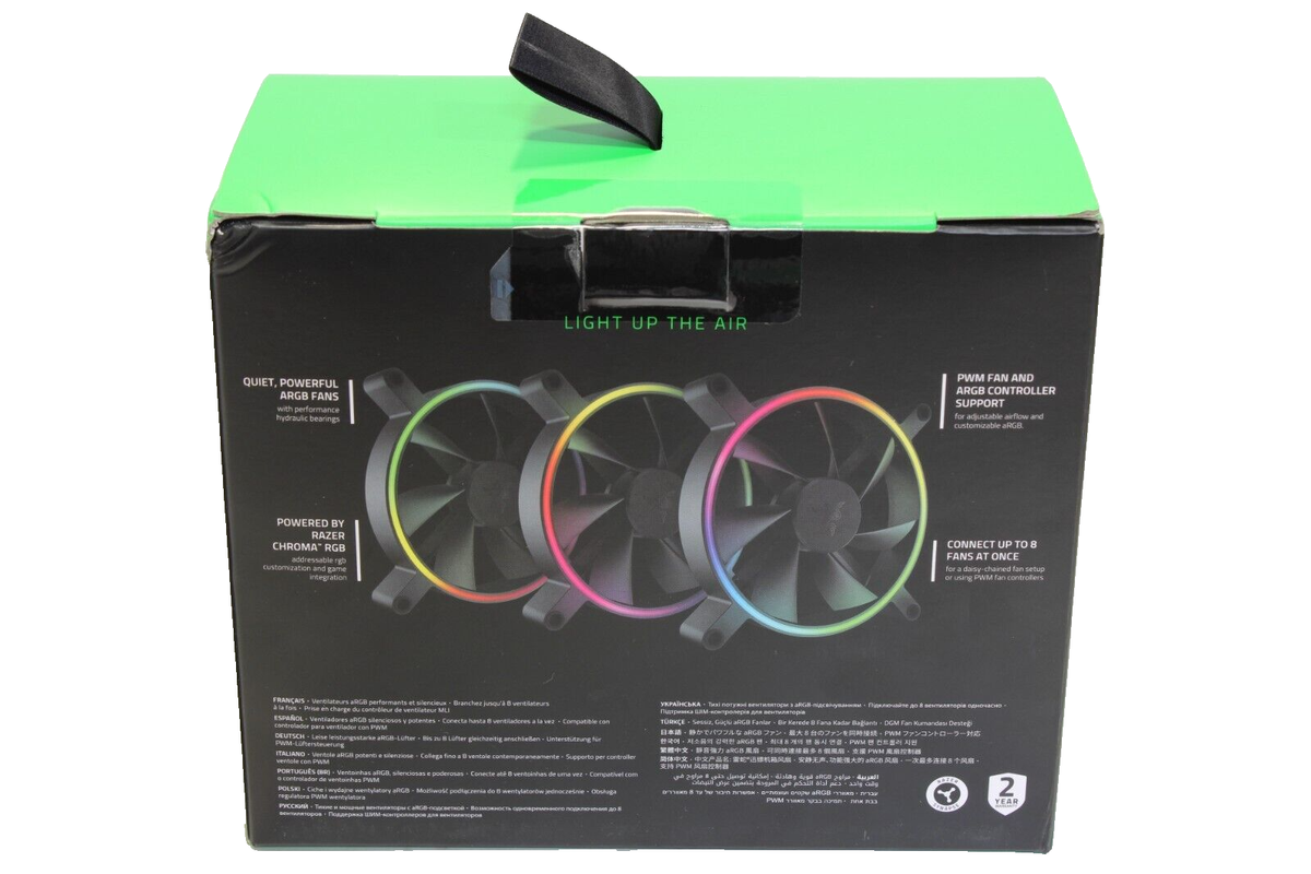 【3個セット】RAZER KUNAI CHROMA 140mm PWMファン Razer Kunai Chroma 140mm PWM Performance Fan with RGB | GameStop