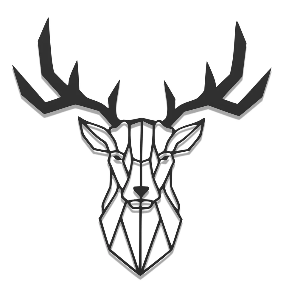 Wanddeko Metall Wandbild Metallbild Geometrische Wandkunst Hirsch 60 x 60 cm - Bild 1 von 1