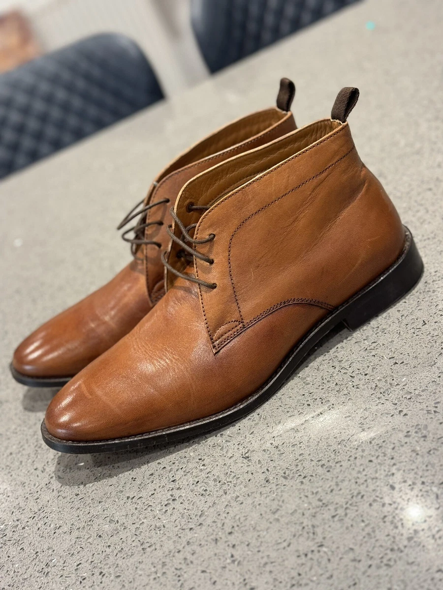 Vintage Office Tan Leather Chukka Ankle Lace up Boots Shoes UK