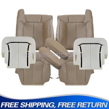 Front Leather Seat & Armrest Cover Tan & Foam Cushion For GMC Sierra 1999-2002