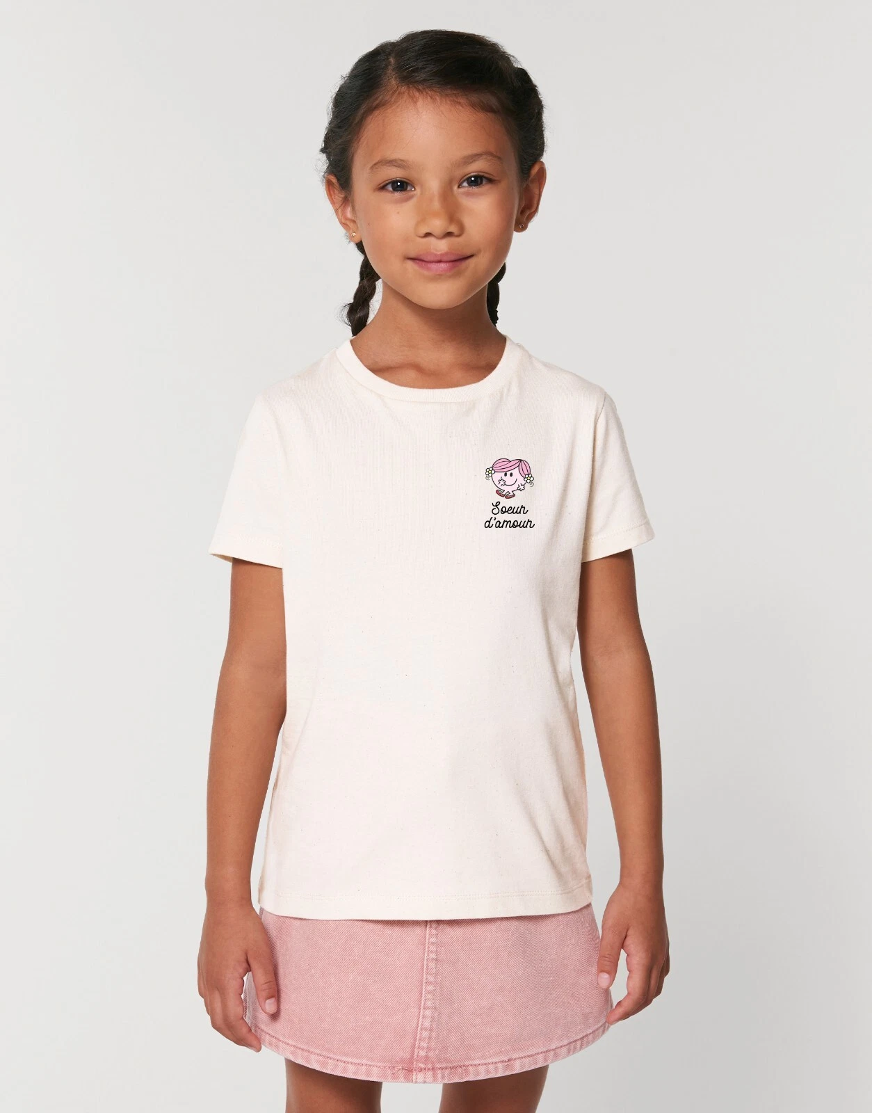 Short Sleeve Girl T-Shirt SOEUR D'AMOUR COEUR White Color