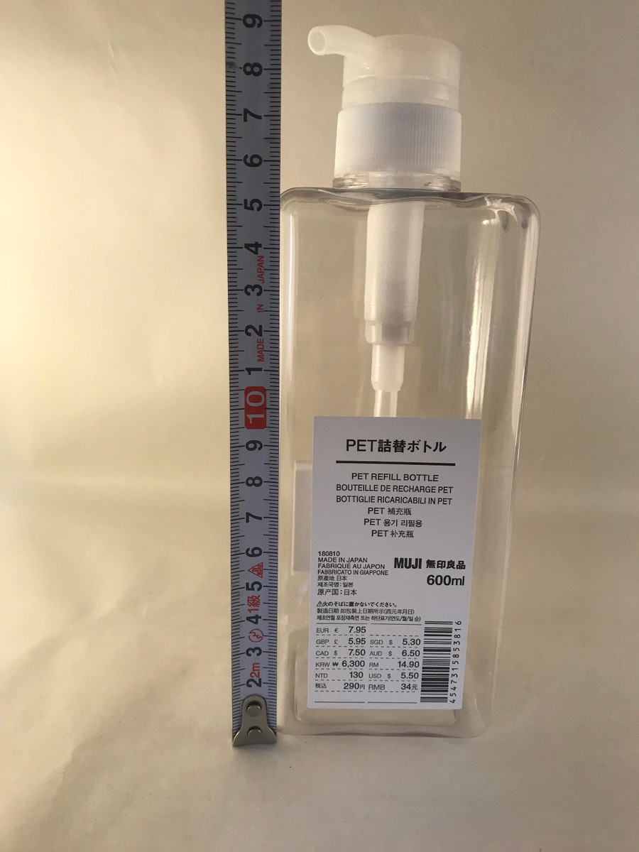 600ml Japanese Refill Bottle -by Muji - Soap Dispenser Clear Transparent  Shampoo | eBay