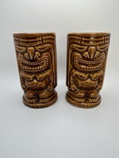 Pair Of Tiki Leilani Hawaiian Mugs Glasses 5 inch NB3
