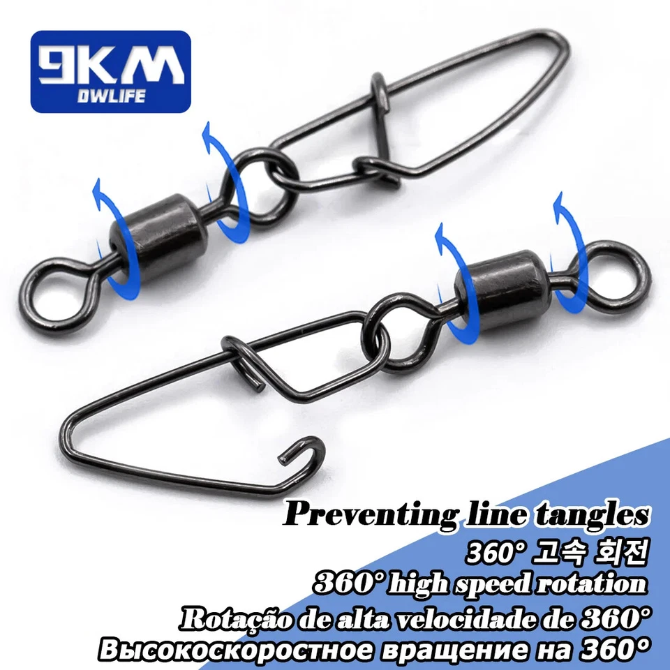 Fishing Swivels with Snaps 50~100Pcs Interlock Snap Swivel Stainless Steel Snaps - Image 3 of 4